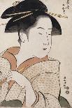 A Bust Portrait of Ohisa of the Takashimaya Holding a Tobacco Pipe-Chokosai Eisho-Giclee Print