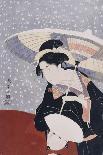 A Manservant Clearing the Geta of a Beauty on a Winters Day-Chokosai Eisho-Giclee Print