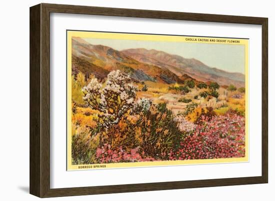 Chollas and Wildflowers, Borrego Springs, California-null-Framed Art Print