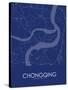 Chongqing, China Blue Map-null-Stretched Canvas