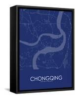 Chongqing, China Blue Map-null-Framed Stretched Canvas