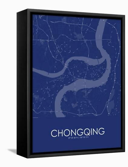 Chongqing, China Blue Map-null-Framed Stretched Canvas