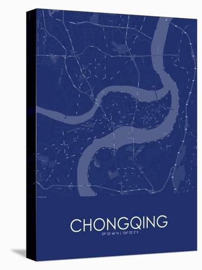 Chongqing, China Blue Map-null-Stretched Canvas