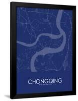 Chongqing, China Blue Map-null-Framed Poster