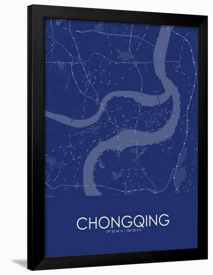 Chongqing, China Blue Map-null-Framed Poster