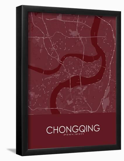 Chongqing, China Red Map-null-Framed Poster