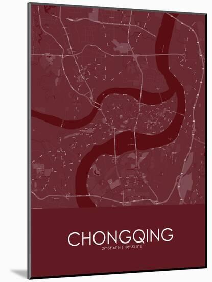 Chongqing, China Red Map-null-Mounted Poster