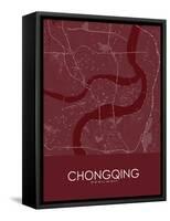 Chongqing, China Red Map-null-Framed Stretched Canvas