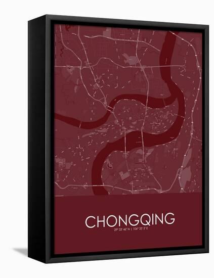 Chongqing, China Red Map-null-Framed Stretched Canvas