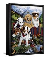 Choo Choo Puppies-Jenny Newland-Framed Stretched Canvas