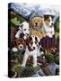 Choo Choo Puppies-Jenny Newland-Stretched Canvas