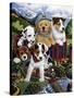 Choo Choo Puppies-Jenny Newland-Stretched Canvas