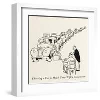 Choosing a Car to Match Your Wife's Complexion, W Heath Rob-William Heath Robinson-Framed Art Print