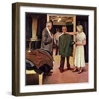 "Choosing a New Suit," November 20, 1948-John Falter-Framed Premium Giclee Print