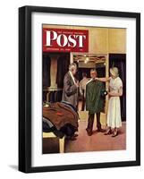 "Choosing a New Suit," Saturday Evening Post Cover, November 20, 1948-John Falter-Framed Giclee Print