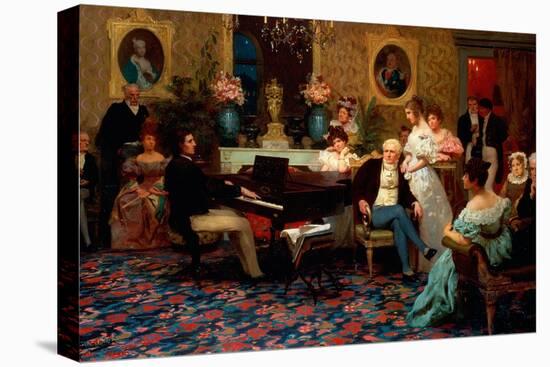 Chopin Playing the Piano in Prince Radziwill's Salon, 1887-Henryk Siemiradzki-Stretched Canvas