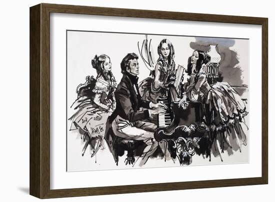 Chopin with Female Admirers-null-Framed Giclee Print