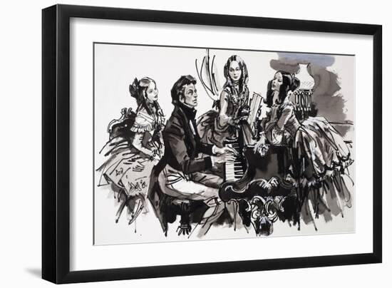 Chopin with Female Admirers-null-Framed Giclee Print