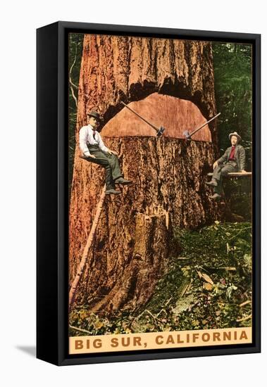 Chopping Down a Redwood, Big Sur, California-null-Framed Stretched Canvas