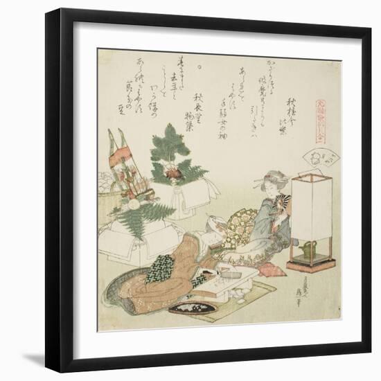 Chopping Rice Cakes, Illustration for the Board-Roof Shell (Itayagai), 1821-Katsushika Hokusai-Framed Giclee Print