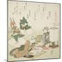 Chopping Rice Cakes, Illustration for the Board-Roof Shell (Itayagai), 1821-Katsushika Hokusai-Mounted Giclee Print