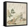 Chopping Rice Cakes, Illustration for the Board-Roof Shell (Itayagai), 1821-Katsushika Hokusai-Framed Stretched Canvas