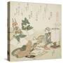 Chopping Rice Cakes, Illustration for the Board-Roof Shell (Itayagai), 1821-Katsushika Hokusai-Stretched Canvas