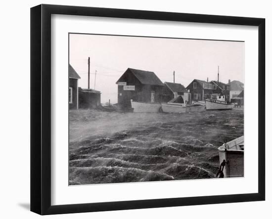 Choppy Sea on Roadway Caused by Hurricane Carol in Menemsha Harbor Martha's Vineyard-Alfred Eisenstaedt-Framed Photographic Print