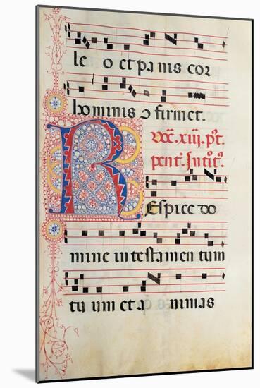Choral part of the Mass, illuminated manuscript, 15th c. Osservanza Basilica, Siena, Italy-null-Mounted Art Print