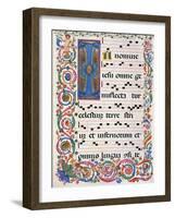 Choral part of the Mass, illuminated manuscript, 15th c. Osservanza Basilica, Siena, Italy-null-Framed Art Print