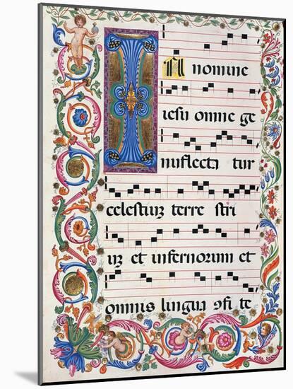 Choral part of the Mass, illuminated manuscript, 15th c. Osservanza Basilica, Siena, Italy-null-Mounted Art Print