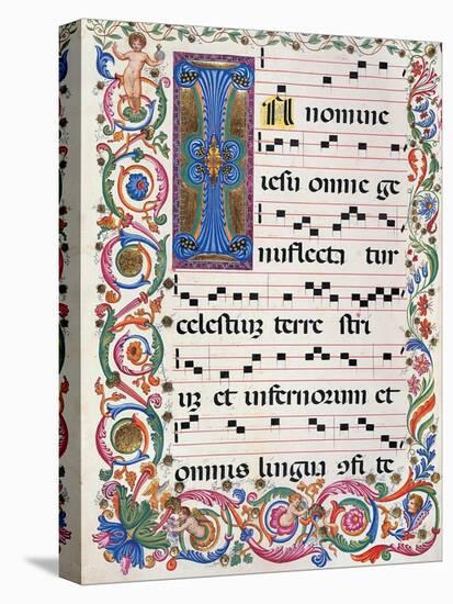 Choral part of the Mass, illuminated manuscript, 15th c. Osservanza Basilica, Siena, Italy-null-Stretched Canvas