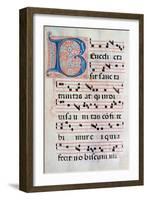 Choral part of the Mass, illuminated manuscript, 15th c. Osservanza Basilica, Siena, Italy-null-Framed Art Print