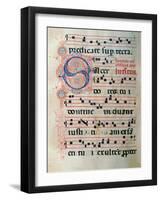 Choral part of the Mass, illuminated manuscript, 15th c. Osservanza Basilica, Siena, Italy-null-Framed Art Print