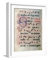 Choral part of the Mass, illuminated manuscript, 15th c. Osservanza Basilica, Siena, Italy-null-Framed Art Print