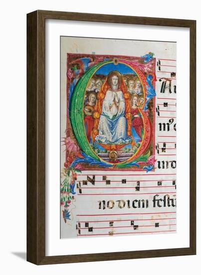 Choral part of the Mass, illuminated manuscript, 15th c. Osservanza Basilica, Siena, Italy-null-Framed Art Print