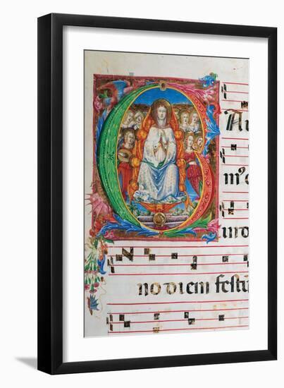 Choral part of the Mass, illuminated manuscript, 15th c. Osservanza Basilica, Siena, Italy-null-Framed Art Print