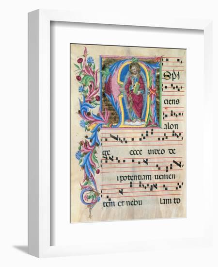 Choral response for religious services, illuminated manuscript, 14th c. Osservanza Basilica, Siena-null-Framed Art Print