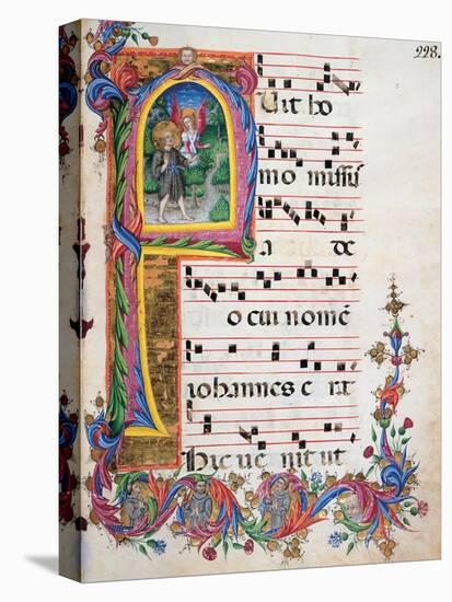 Choral response for religious services, illuminated manuscript, 14th c. Osservanza Basilica, Siena-null-Stretched Canvas