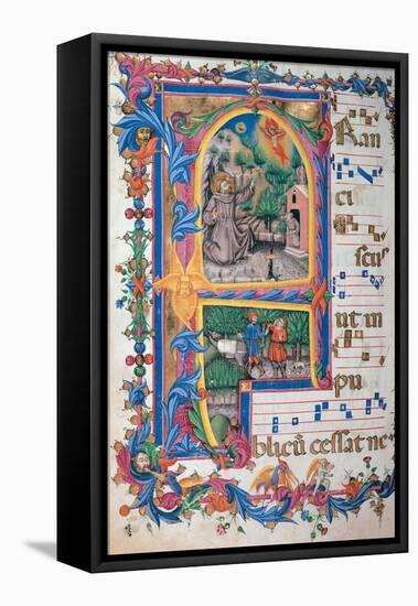 Choral response for religious services, illuminated manuscript, 14th c. Osservanza Basilica, Siena-null-Framed Stretched Canvas