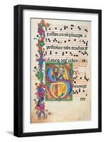 Choral response for religious services, illuminated manuscript, 14th c. Osservanza Basilica, Siena-null-Framed Art Print