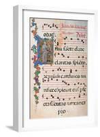 Choral response for religious services, illuminated manuscript, 14th c. Osservanza Basilica, Siena-null-Framed Art Print