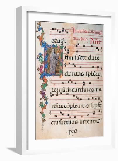 Choral response for religious services, illuminated manuscript, 14th c. Osservanza Basilica, Siena-null-Framed Art Print