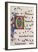 Choral response for religious services, illuminated manuscript, 14th c. Osservanza Basilica, Siena-null-Framed Art Print