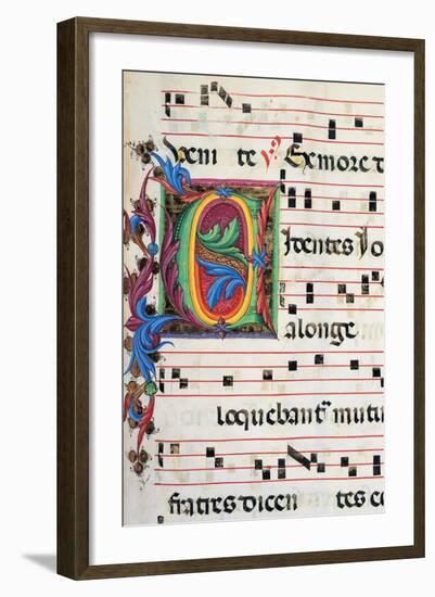 Choral response for religious services, illuminated manuscript, 14th c. Osservanza Basilica, Siena-null-Framed Art Print