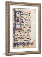 Choral response for religious services, illuminated manuscript, 14th c. Osservanza Basilica, Siena-null-Framed Art Print