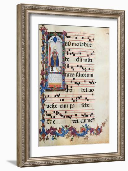 Choral response for religious services, illuminated manuscript, 14th c. Osservanza Basilica, Siena-null-Framed Art Print