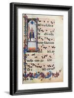 Choral response for religious services, illuminated manuscript, 14th c. Osservanza Basilica, Siena-null-Framed Art Print