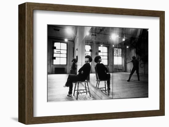 Choreographer Twyla Tharp Observing a Dancer Rehearse. Both Reflected in Mirror-Gjon Mili-Framed Photographic Print