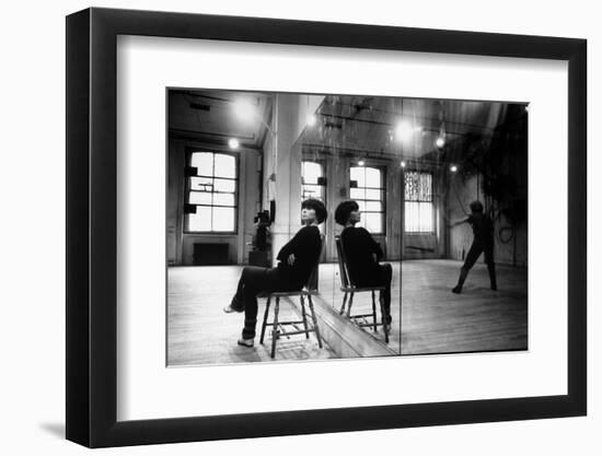 Choreographer Twyla Tharp Observing a Dancer Rehearse. Both Reflected in Mirror-Gjon Mili-Framed Photographic Print